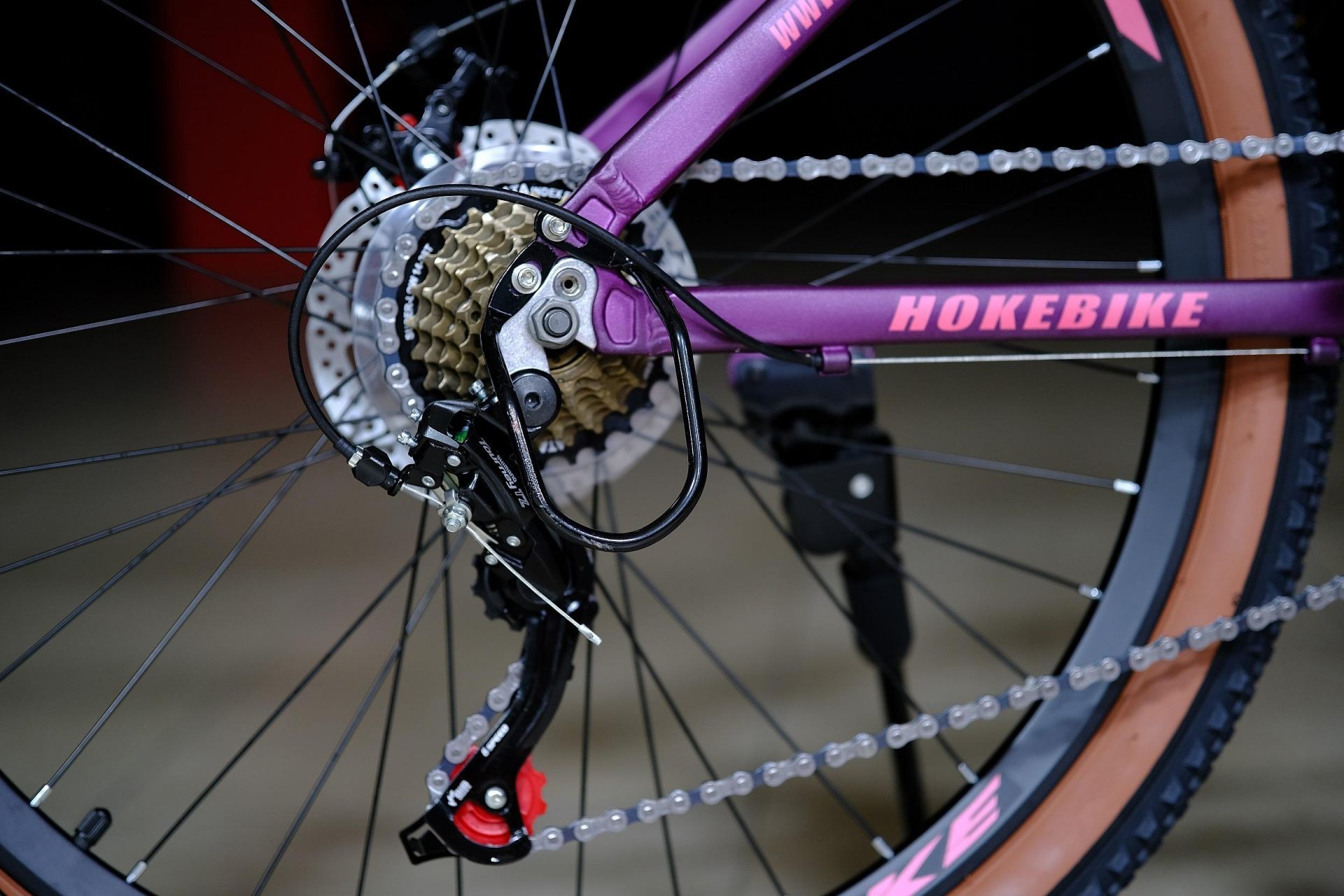 Задний переключатель Shimano Tourney TZ500 оригинал HOKE ONE WAY 26 матовый фиолетовый-розовый